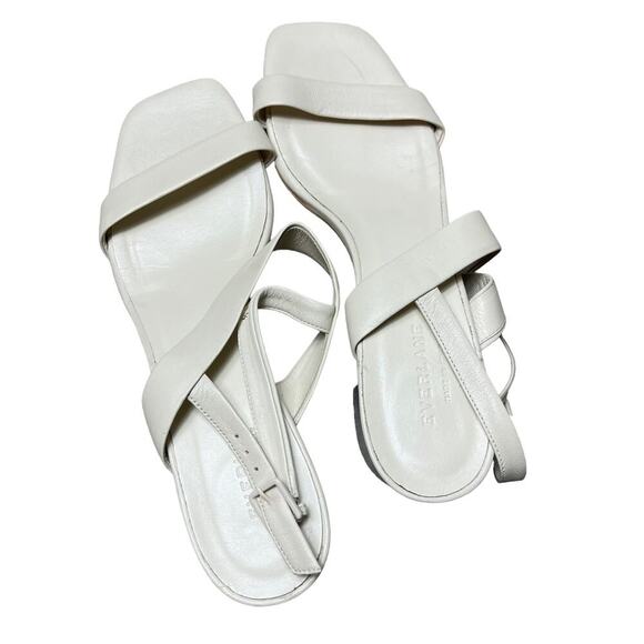 EVERLANE The Double Strap Block Heel Sandal Bone Leather Adjustable Buckle 10.5 - Picture 5 of 7